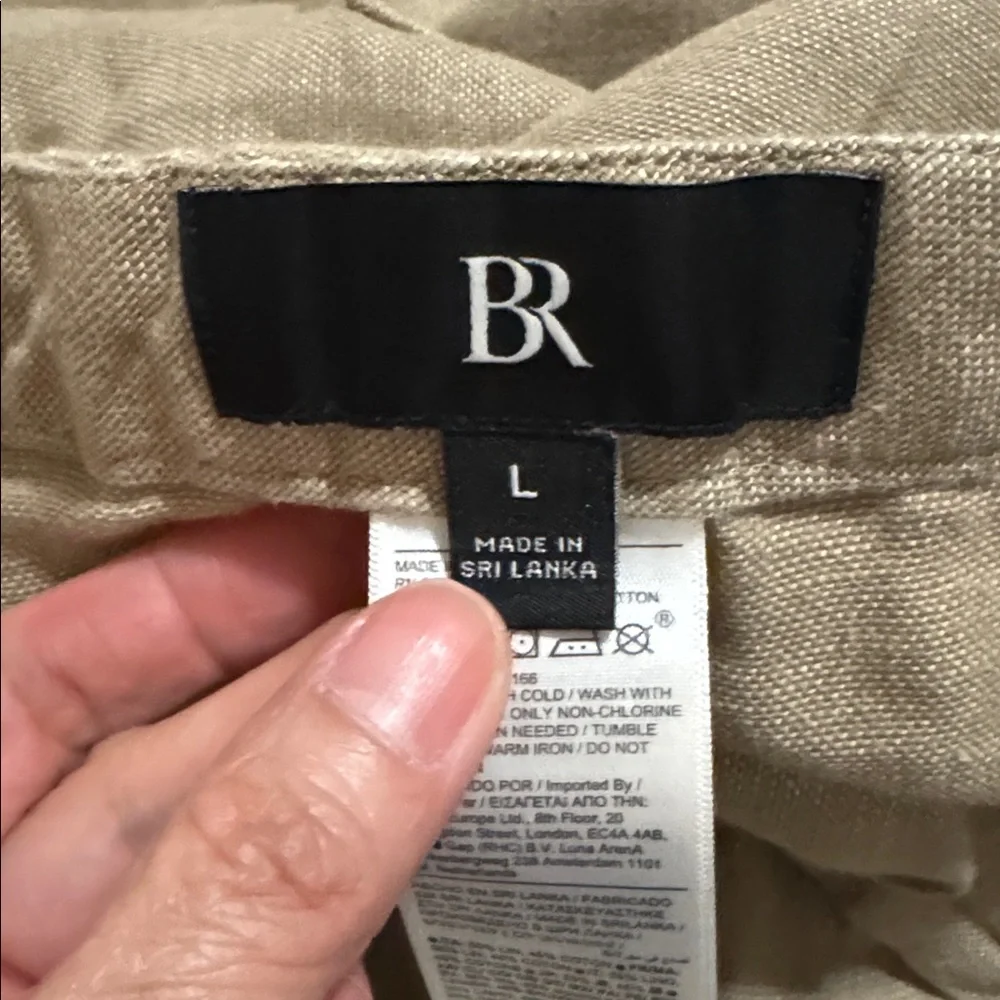 Banana Republic Onda Linen Cotton Blend Pant Khaki Beige Relaxed Fit 2024-Large